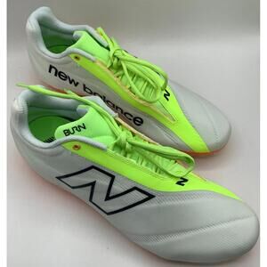 New Balance Men's 12, Burn X4 Lacrosse Shoe, White/Green/Orange, BURNLEN4